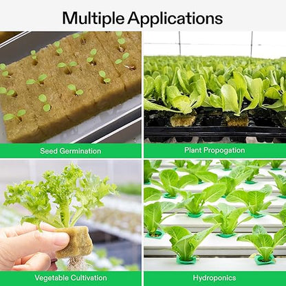 VIVOSUN 1" Rockwool Cubes, 200 Plugs Stonewool Starter Grow Cubes for Cuttings, Cloning, Plant Propagation, Seed Starting, Hydroponic Grow Media for Vigorous Plant Growth, 4 Sheets of 200 Plugs