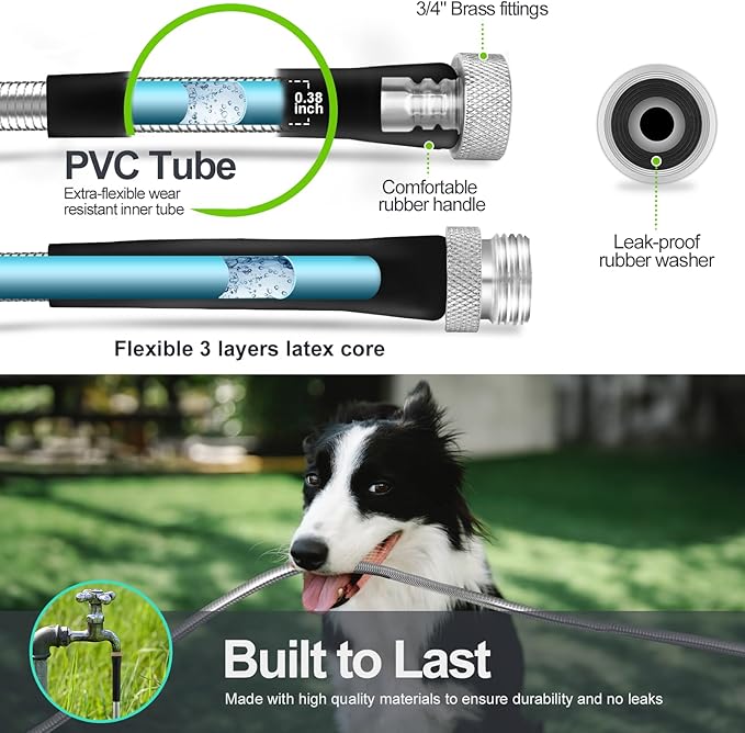 Garden Hose Metal 75 ft, Stainless Steel Water Hose with Upgrage Aluminum Nozzles, Flexible | Heavy Duty | Lightweight | No Kink | Anti-Bite Hose for Yard, RV Park, Outdoor Watering