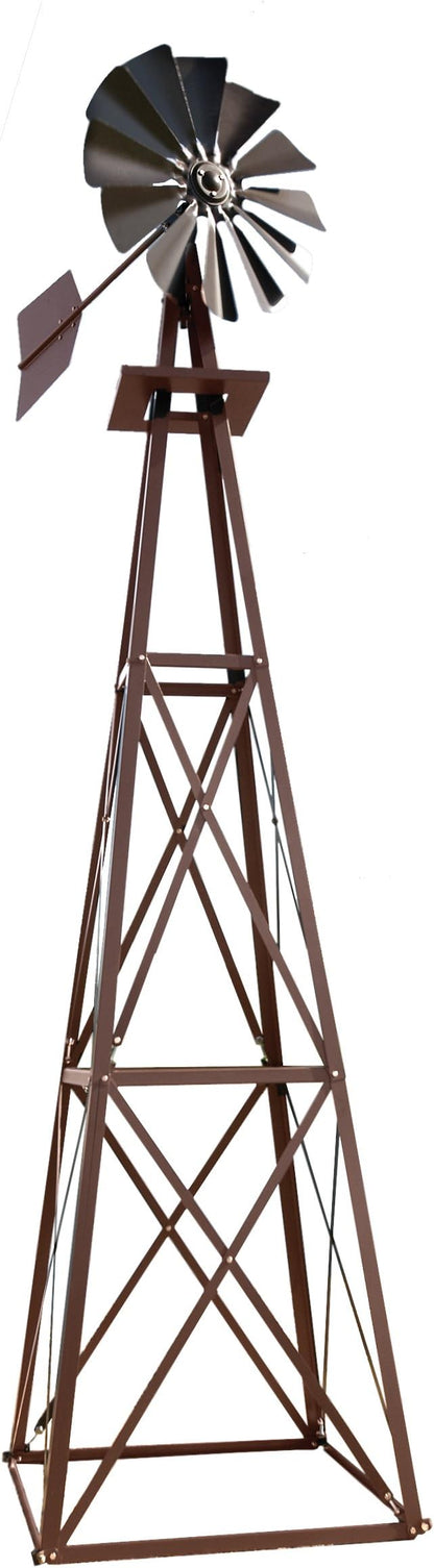 Outdoor Water Solutions Large Bronze Backyard Windmill – 11ft 6in Durable Weather-Resistant 4-Leg Tower – Powder Coated Finish – Ornamental Lawn & Garden Décor