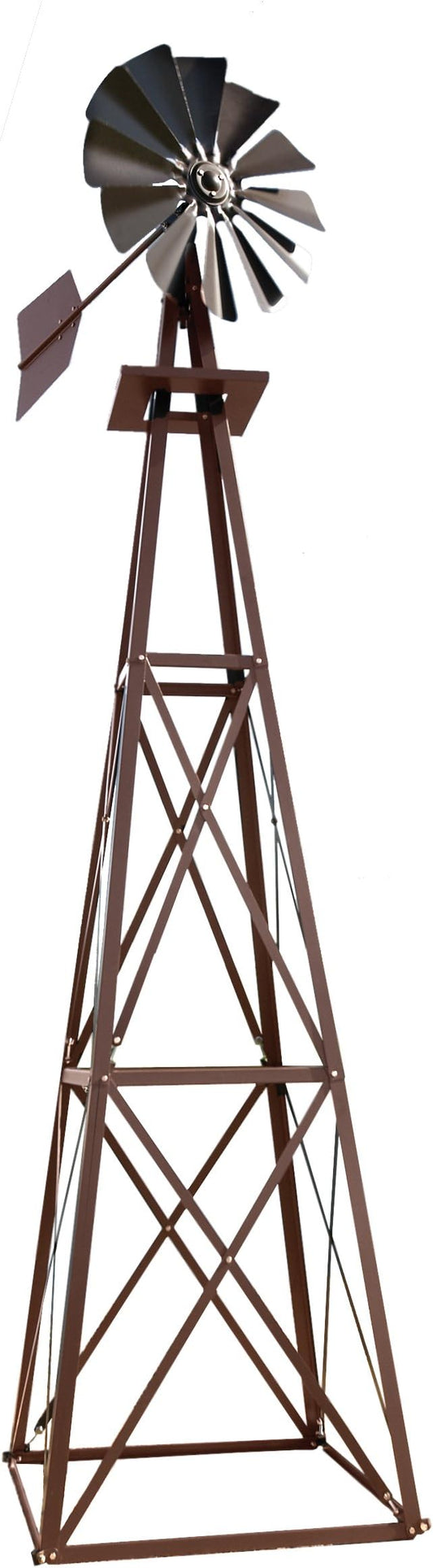 Outdoor Water Solutions Large Bronze Backyard Windmill – 11ft 6in Durable Weather-Resistant 4-Leg Tower – Powder Coated Finish – Ornamental Lawn & Garden Décor