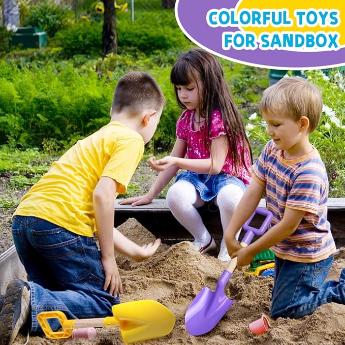 Dilabnba 16Inch Kids Beach Spades Sand Shovels, Jumbo Sturdy Wood Handle ABS Plastic Shovels Scoops Tools for Digging Beach Sandbox Snow, Sandbox Garden Toys Set for Toddlers Kids 3-10(2PCS)