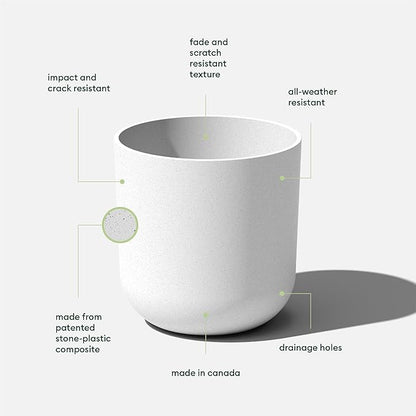 Veradek Mason Series Lima Planter - Round Planter for Indoor or Outdoor Porch/Garden | Made from Plastic-Stone Composite with Drainage Holes | Modern Décor for Succulents, Flowers, Small Plants