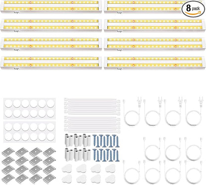 FOXGARDEN Grow Lights for Indoor Plants, 1FT 64W (8×8W) Full Spectrum LED Plant Growing Lamp, Grow Light Strip, Plug and Play, Linkable, Separate Switch, 8-Pack