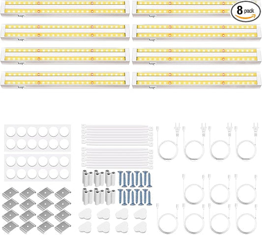 FOXGARDEN Grow Lights for Indoor Plants, 1FT 64W (8×8W) Full Spectrum LED Plant Growing Lamp, Grow Light Strip, Plug and Play, Linkable, Separate Switch, 8-Pack
