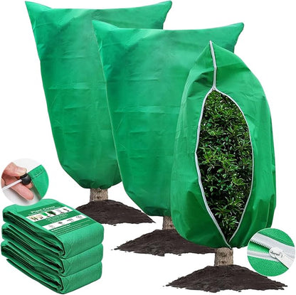 3 Pcs Large Plant Covers Freeze Protection 47.5" X 71.2" ,Reusable Winter Cold Weather Frost Blankets for Outdoor Plants with Drawstring and Zipper,Outdoor Tree Jackets (L:47.5" x 71.2", Green)