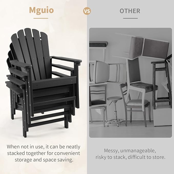 Stackable Adirondack Chairs Set of 2, Space Saving HDPE All-Weather Fire Pit Chair for Outdoor Lawn Porch Deck