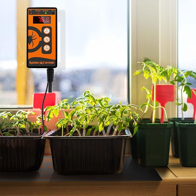 Spider Farmer Seedling Heat Mat Kit 10"X20.75" and Digital Heating Mat Thermostat Controller Combo Set Waterproof for Indoor Seeding and Germination