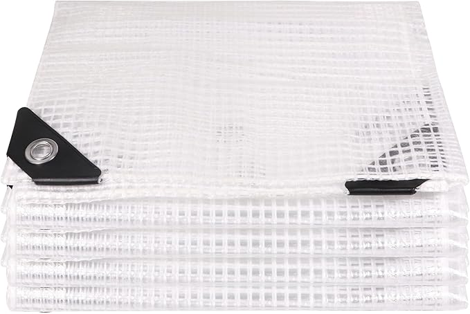 16Ftx20Ft Greenhouse Cover,Clear Plastic Tarps,16Mil Heavy Duty Waterproof tarp with UV Resistance and Grommets,Greenhouse Plastic for Gardening,Farming,Nursery,Garden