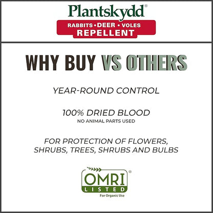 Plantskydd Animal Repellent - Repels Deer, Rabbits, Elk, Moose, Hares, Voles, Squirrels, Chipmunks and Other Herbivores; Wettable Powder Concentrate - 2.2 LB Box - Makes 2.5 Gallon Liquid (PSP-R2)