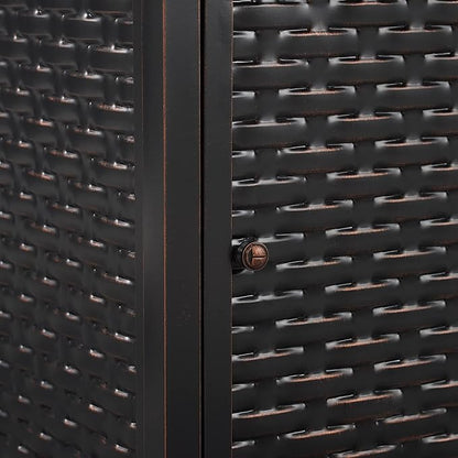 Fire Sense 63699 Albany Woven Aluminum Convertible Gas Fire Pit Table 45,000 BTU Multi-Functional Outdoor Firepit with Fire Bowl Lid Nylon Cover & Clear Fire Glass - Bronze Finish - Rectangular 44"