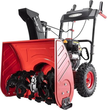 Powersmart 24 in. 2-Stage Self Propelled Gas Snow Blower 212cc 4-Cycle OHV Engine with Electric Start, LED Headlight
