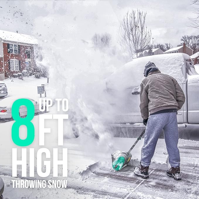 Litheli Cordless Snow Shovel, 20V 12-Inch Battery Powered Snow Thrower, Battery Snow Blower with Auxiliary Handle, with 2x4.0Ah Li-ion Battery & Charger