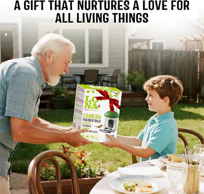 LONA Smart Bird Feeder with Camera, Dual-Lens, Solar-Powered, Wireless Birdwatching, Permanent AI Identify 10000+ Bird Species & Motion Detection, Gift Present