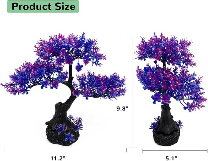 Mipukbay Aquarium Plants Tree - Purple Artificial Plastic Fish Tank Decor, Realistic Ornament Safe for Fish & Shrimp, Low-Maintenance Aquascaping Plants for Freshwater/Saltwater Tank Landscaping