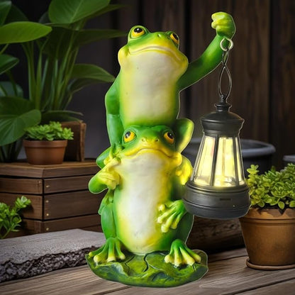 Solar Outdoor Statues Frog Garden Decor Figurine Lights for Outside, Yard Decorations Outdoor Patio Decor, Unique Housewarming Gardening Gifts for Women