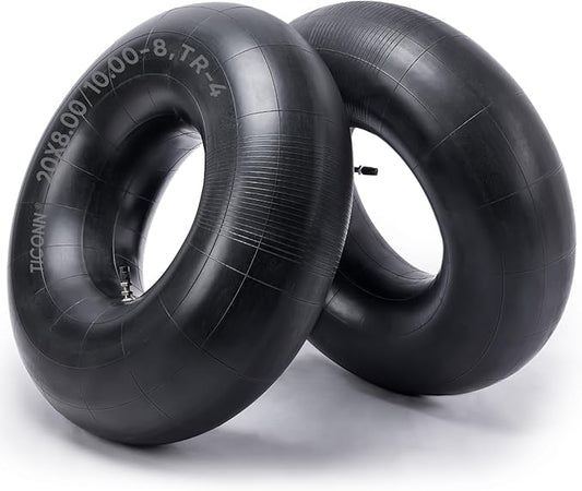 TICONN 20x8.00-8, 20x10.00-8 Inner Tube, 2 Pack Inner Tire Tube for Wheelbarrow Tires, Replacement Tube with TR-4 Straight Valve Stem for Wheelbarrows, Lawn Mowers, Garden Tractor, ATVs, Tractor