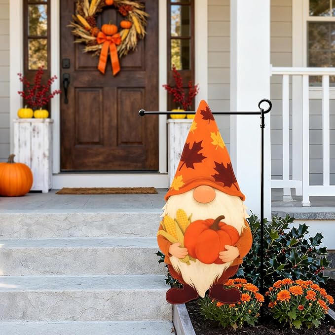 Thanksgiving Garden Flags 12x18 Inch Double Sided, Fall Gnome Yard Flags for Outside, Farmhouse Front Porch Outdoor Autumn Decor Holiday All Seasons Decoration