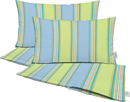 RSH DECOR: Sunbrella Pillow Covers Set of 4 | Covers Only - 20" x 12" | Outdoor Lumbar Pillow Covers Crafted with Sunbrella Performance Fabric | Bravada Limelite