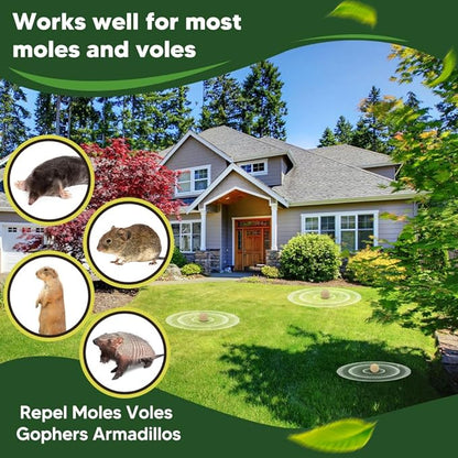 Mole Repellent Outdoor, Gopher Repellents, Vole Repellent for Lawn, Natural Groundhog Repellent, Safe for People & Pets, Mole Repellent for Lawn and Garden, 3 Months Protection -8P