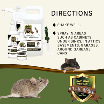 Mice & Rat Repellent. Peppermint Repellent for Mice/Mouse, Rats & Rodents. Natural Spray for Indoor & Outdoor Use. 128 OZ Gallon Refill Ready to Use