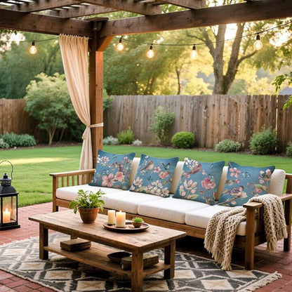 Cirzone Waterproof Outdoor Pillow Covers 18x18 Inch Set of 4 Summer Spring Floral Throw Pillow Covers Spring Outdoor Decor for Patio Furniture Garden Sofa
