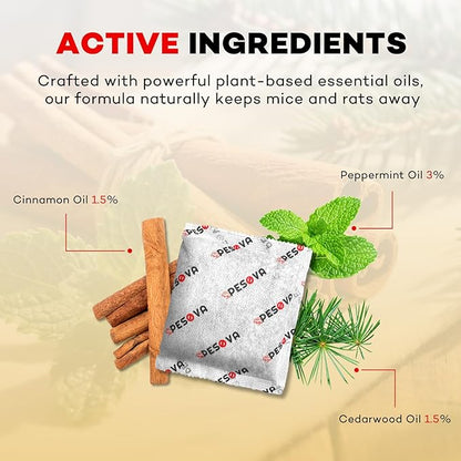 Mouse Repellent Pouches, Natural Rodent Repellent for Home, Car, RV, Garage, and Storage-Peppermint Scented Mice Repellent, Long-Lasting Indoor & Outdoor Rodent Defense (6 Pack)