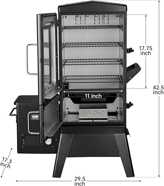 Vertical Pellet Smoker with Cover & Meat Probe, 4-Rack Electric BBQ Smoker Grill, 616 sq in Cooking Space, Digital LED Temperature Control for Outdoor Smoking Ribs, Brisket, Chicken & Sausage