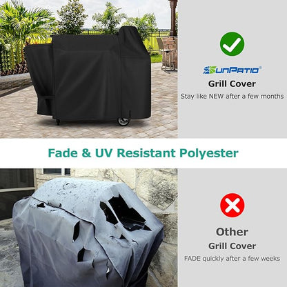 SunPatio Grill Cover Compatible with Pit Boss 820, 850, Durable Waterproof Wood Pellet Grill Cover, UV & Fade Resistant Outdoor BBQ Protector