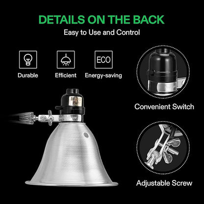 VIVOSUN 2-Pack Clamp Lamp Light with Detachable 5.5 Inch Aluminum Reflector up to 60W E26 Socket (No Bulb Included), 6 Feet Cord, UL Listed