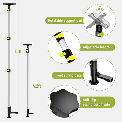 Dust Barrier Poles 4 Pack,Zipper Wall Poles Kit Aluminum Alloy Retractable for Renovation, Remodeling,Interior Decoration,Isolation Work 10Ft