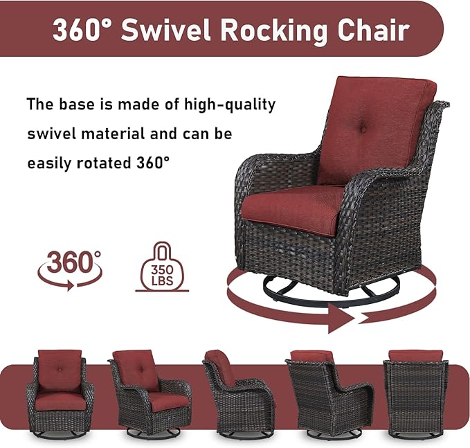 Wicker Outdoor Conversation Se with 50,000 BTU Gas Propane Fire Pit Tablet-7 Pieces Outdoor Wicker High Back Couch Patio Furniture for Deck Poolside Backyard