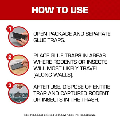 Tomcat Glue Traps Mouse Size with Eugenol for Enhanced Stickiness for Mice, Cockroaches, and Spiders, 6 Traps