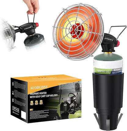 Golf Cart Heater,9200BTU Outdoor Portable Propane Camping Heater with Golf Cart Cup Holder & Self Ignition for EZGO Yamaha Club Car,Most Golf Cart - Fuel Cylinder not included
