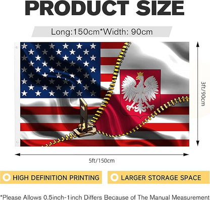 Vintage American America Usa Poland Poles Flags For Outside Yard 3x5 Ft Double Sided Printed 100d Polyester Lightweight Garden Welcome Outdoor Banner Brass Grommets