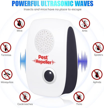 10Pack 2025 Ultrasonic Insect&Pest Repeller,Electronic Mouse Repellent Ultrasonic Plug in Mice Repellent Indoor Insect Repellent Plug in Pest Control for Cockroach,Spide,Rat,AntBugs,Roach,Rodent