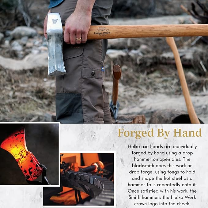 1844 Helko Werk Germany Classic Nordic Splitting Axe - Made in Germany for Splitting Wood and Splitting Rounds and Heavy Duty Firewood, Scandinavian Axe - Head 5.5 lbs, Handle 31 in. (Nordic) #13521