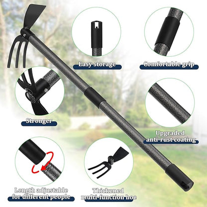 Multi-Purpose Garden Hoe Tool – Heavy Duty Adjustable (16"-30") with Ergonomic Handle, Anti-Rust Coated Steel, for Weeding, Digging, Cultivating – Lawn, Farm, Outdoor Use
