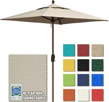 EliteShade USA 10-Year-Non-Fading 6x6Ft Square Market Umbrella Patio Outdoor Table Umbrella with Ventilation, Beige