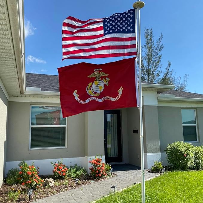 Jayus US Marine Corps Military Flags 2x3 Outdoor - 320D Heavy Duty Nylon Double Sided USMC Army Flag Banner with 2 Grommets