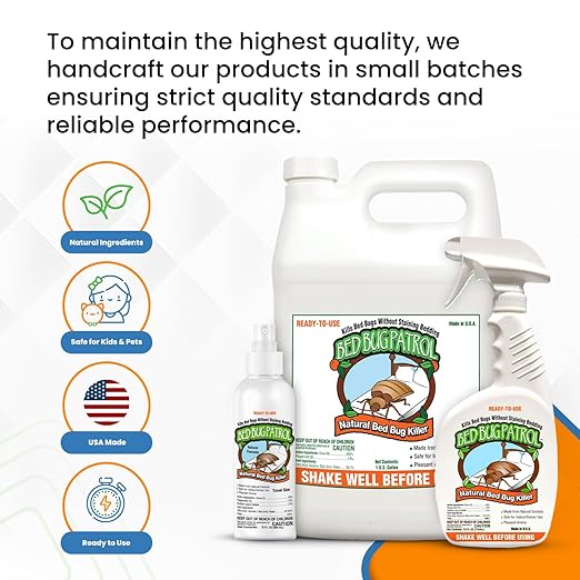 Natural Bed Bug Killer Spray – 4 Gallon Value Pack (512oz) – Child & Pet Friendly, Non-Toxic Pest Control for Mattresses, Hotels, Vehicles, Offices, Furniture & Carpets