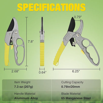 Yesker Pruning Shears Garden Shears 7.8" Professional Garden Scissors Sharp 65 Manganese Steel Blade Heavy Duty Clippers Hand Pruners for Cutting Fresh Flowers Branch Plant Trimming Gardening Tools