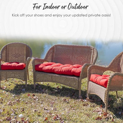 RSH DECOR: Sunbrella Tufted Wicker Loveseat Cushion | 44" x 22" | Water and Fade-Resistant Performance Fabric | Outdoor Settee Cushion for Patio Furniture | Canvas Melon