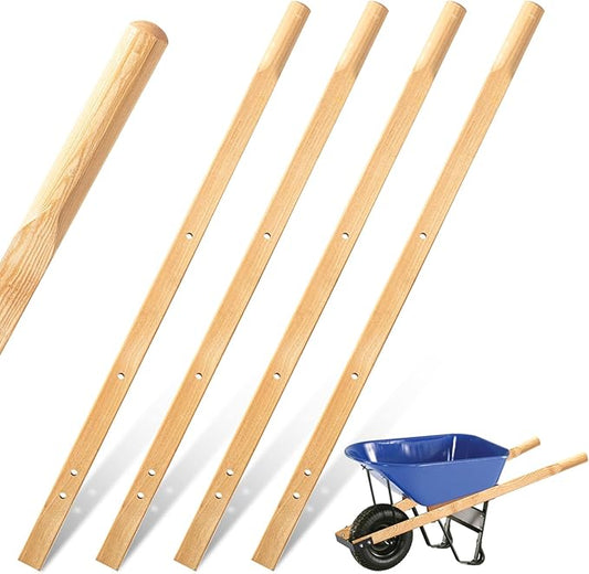 Gisafai 2 Pairs Wood Wheelbarrow Handles 60'' Heavy Duty Hardwood Wheelbarrow Replacement Handles Kit with Tough Seal Coat and Pre Drilled Holes