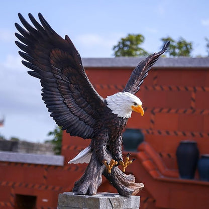 Magnificent Bald Eagle Statue - Durable Resin Outdoor Garden Sculpture & Yard Art Decor for Lawn, Patio, or Living Room – Large Lifelike Figurine, Weather-Resistant Finish
