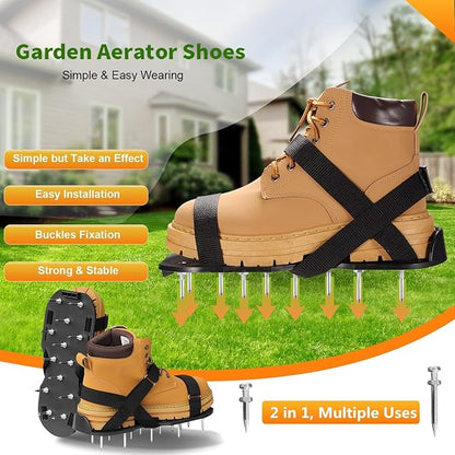 Gunite Spiked Shoes for Epoxy Floor,2 in 1 Fully Assembled，2 Lengths of Spikes with 1.8"" and 1.2"" Short Spikes，Perfect for Epoxy Garage Floors,Overlays, Lawn Aeration，Aerator Shoes