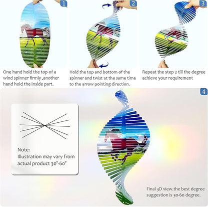 Horse Wind Spinners for Yard and Garden,Creates a Galloping Horse Effect,15In 3D Outdoor&Indoor Hanging Kinetic Yard Art Decor Wind Sculpture,Horse Gift for Women/Mother/Father/Men/Unisex