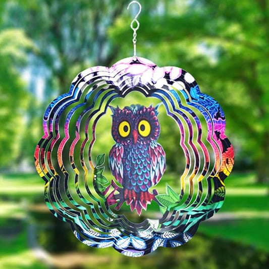 Owl Wind Spinner,Yard Art Garden Decor Owl Wind Spinners Outdoor Metal 3D Kinetic Sculptures Stainless Steel Wind Spinners Outdoor Indoor Clearance Ornaments Gifts Unique Spinners for Yard