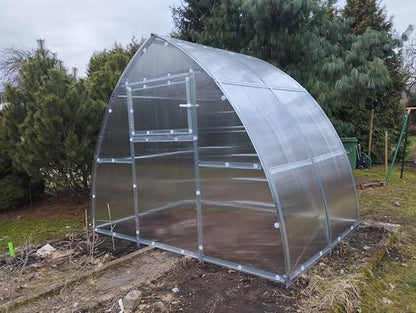 Classic Arch Polycarbonate Greenhouse Kit – 0.23" Twin-Wall Polycarbonate Panels, Heavy-Duty Galvanized Steel Frame, Expandable Outdoor Greenhouse for All Seasons (Clear, 3 x 4 m (12 m2))