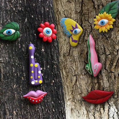 Tree Faces Decor Outdoor, Trees Art Decoration, Colorful Funny Outdoor Tree Faces Decor Creative Face for Patio Trees and Wall Decoration (Color 2)