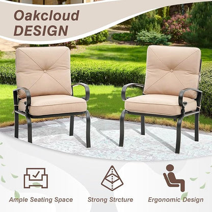 7-Piece Outdoor Metal Furniture Sets Patio Conversation Set, Wrought Iron Loveseat, 2 Dining Chairs, 2 Spring Chairs and Coffee Table, Brown